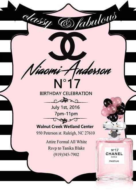 chanel invitation template|chanel themed invitations.